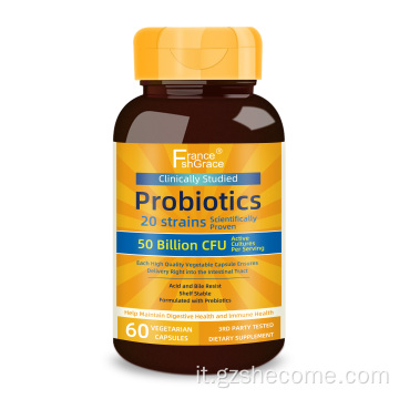 Le capsule di probiotici supportano un integratore per la salute immunitaria